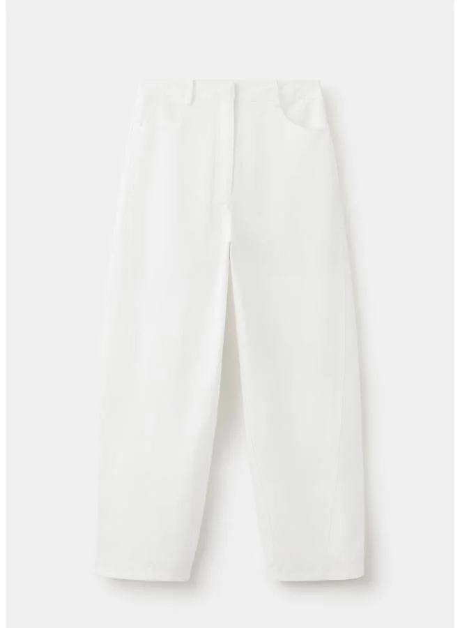 Mango 01-BLANCO High-Waisted Balloon Trousers for Women | Best Price UAE