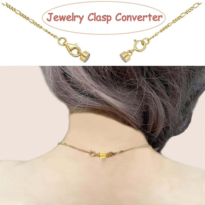 OHINGLT 14K Gold Plated 925 Sterling Silver Magnetic Necklace Clasps and Closures,Gold and Silver Bracelet Clasp Converter for Jewelry Making Supplies,Chain Extender Connector for Bracelet - Image 5