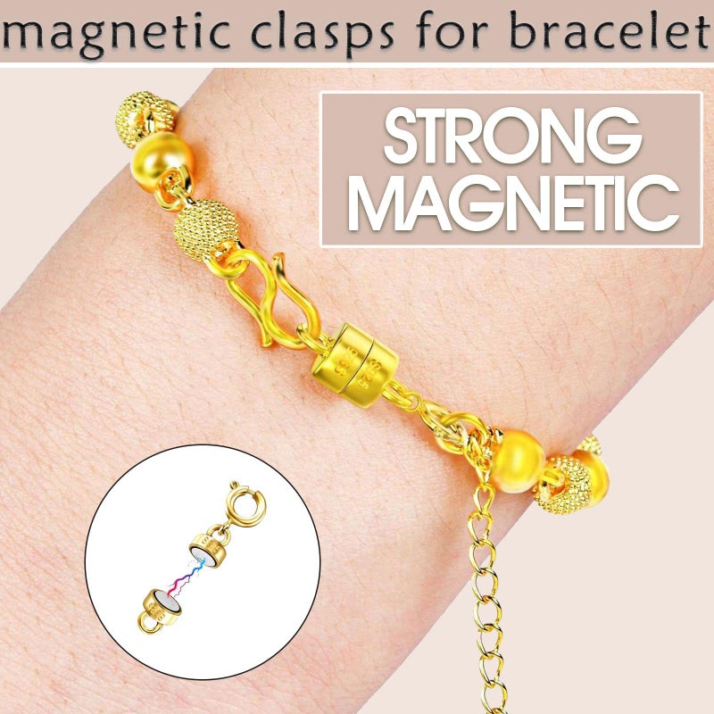 OHINGLT 14K Gold Plated 925 Sterling Silver Magnetic Necklace Clasps and Closures,Gold and Silver Bracelet Clasp Converter for Jewelry Making Supplies,Chain Extender Connector for Bracelet - Image 2