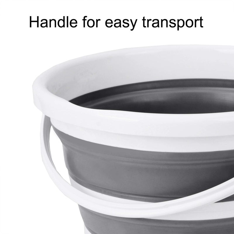 Eurow Indoor and Outdoor Collapsible Bucket with Handle, 10 Liters, 2.6 Gallons, Gray and White - Image 5