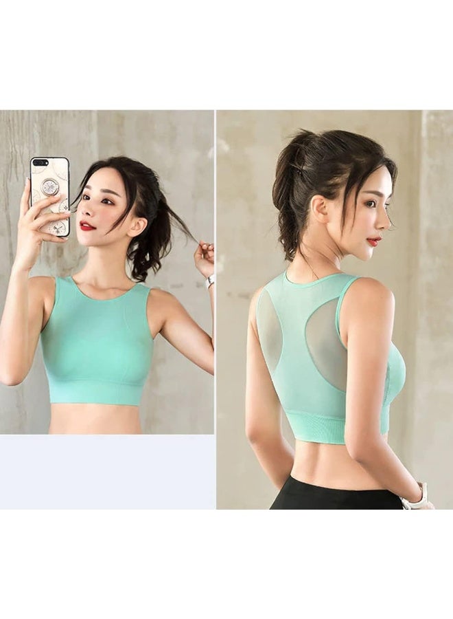 Rubik Sports Bra for Women, Shockproof Quick Dry Padded Seamless Sports Bra for Yoga Gym Training Running Workout Fitness (Green, XX-Large) - Image 2