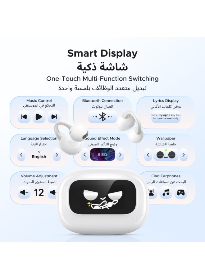 يو جرين سماعات أذن لاسلكية مفتوحة مع شاشة لمس ذكية، سماعات أذن لاسلكية بلوتوث 5.4، 12 وظيفة لمس مفتوحة، غشاء 12 مم، زمن انتقال منخفض 110ms، متوافقة مع ايفون وهواوي وشاومي - Image 2