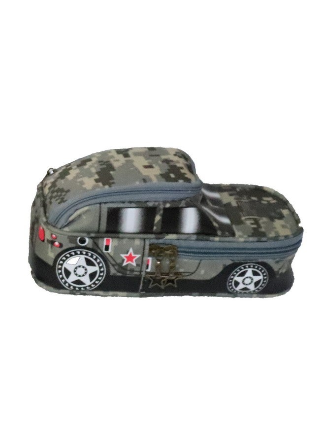 PARTEET Car Shape Multipurpose Pencil Pouch with 2 Compartments-Big Size (n)(Green) - Image 2