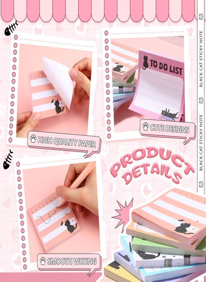 Saypacck 9 Pads Black Cat Sticky Notes 3x3 Inch Cute Self Stick Notepads Notes Adhesive Memo Pad Office Decor Gifts for Students School Teacher Meeting Office Supplies - Image 3