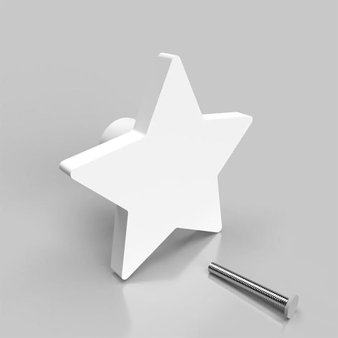 FLY FROG Star-Themed MDF Wood Knobs for Kids' Rooms, Wardrobes, Doors, and Cabinets – Set of 2 Drawer Handles (Star-White) - Image 2