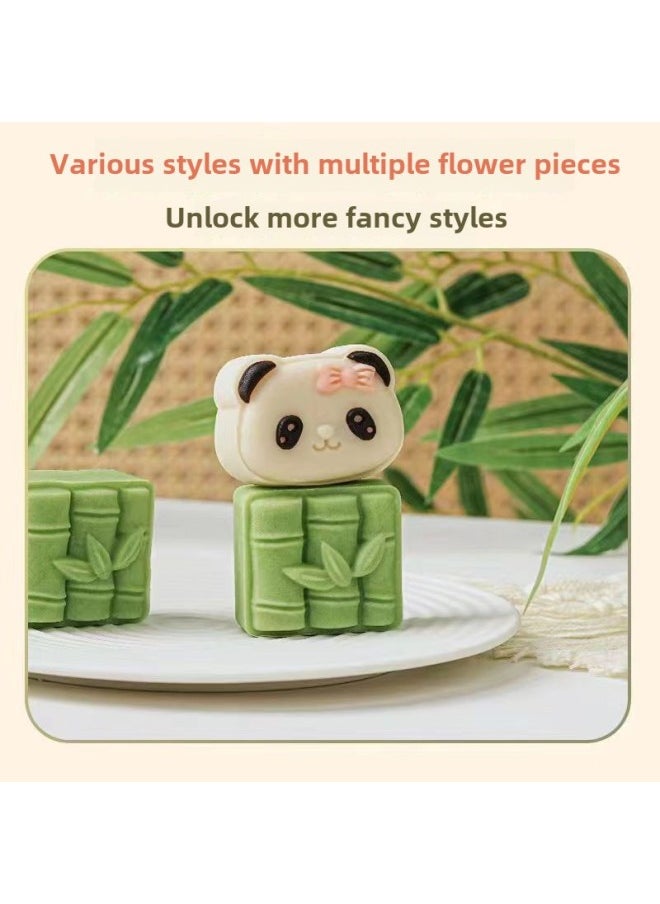 Generic - Hand-pressed Mooncake Mold Household Mung Bean Cake Model Printing Set Ice Skin Flow Heart Guofeng Mooncake Mold-Color:❣50g Colorful Sunflower [4 Pieces Per Mold] - Image 1