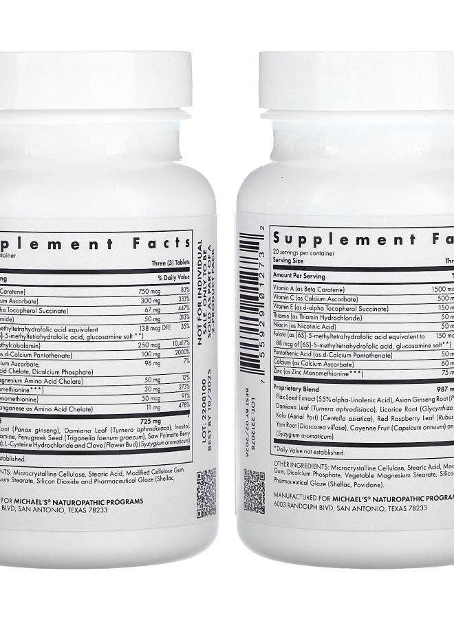 Michael's Naturopathic Male & Female Reproductive Factors Couples' Pack 2 Bottles 60 Vegetarian Tablets Each - Image 2