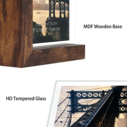 Lavezee 4x6 Picture Frames Set of 2, Rustic L Shaped Double Sided Frames Made to Display 4 by 6 inch Horizontal Vertical Photos for Desktop or Tabletop, Floating Shelves for Wedding Birthday Thanksgiving Mother's Day - Image 2