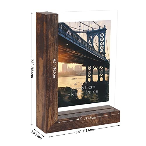 Lavezee 4x6 Picture Frames Set of 2, Rustic L Shaped Double Sided Frames Made to Display 4 by 6 inch Horizontal Vertical Photos for Desktop or Tabletop, Floating Shelves for Wedding Birthday Thanksgiving Mother's Day - Image 3