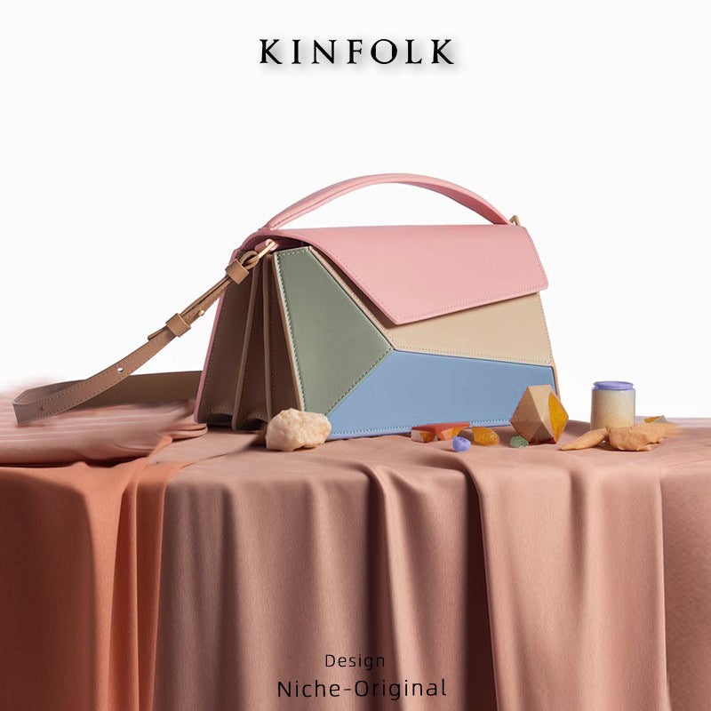 2023 New Turkish Style Geometric Design Contrast Color Diamond Plaid Organ Bag Small Square Bag High Texture Shoulder Crossbody - Image 1
