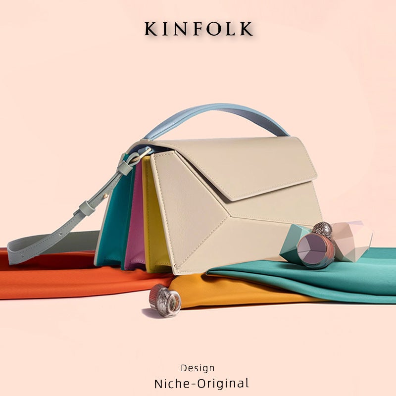 2023 New Turkish Style Geometric Design Contrast Color Diamond Plaid Organ Bag Small Square Bag High Texture Shoulder Crossbody - Image 2