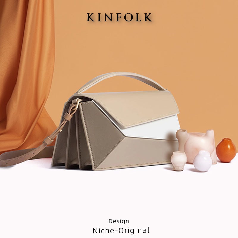 2023 New Turkish Style Geometric Design Contrast Color Diamond Plaid Organ Bag Small Square Bag High Texture Shoulder Crossbody - Image 3