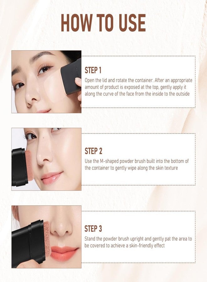 KONSSEE 2 In 1 Anti Wrinkle Foundation Stick, Korea Flawless Eraser - Hydrating Lightweight, Double Head Foundation Make Up Stick with Brush,Multi-Use Face Makeup Contour (Natural, 1PC) - Image 4