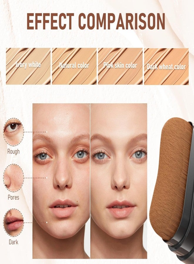 KONSSEE 2 In 1 Anti Wrinkle Foundation Stick, Korea Flawless Eraser - Hydrating Lightweight, Double Head Foundation Make Up Stick with Brush,Multi-Use Face Makeup Contour (Natural, 1PC) - Image 2