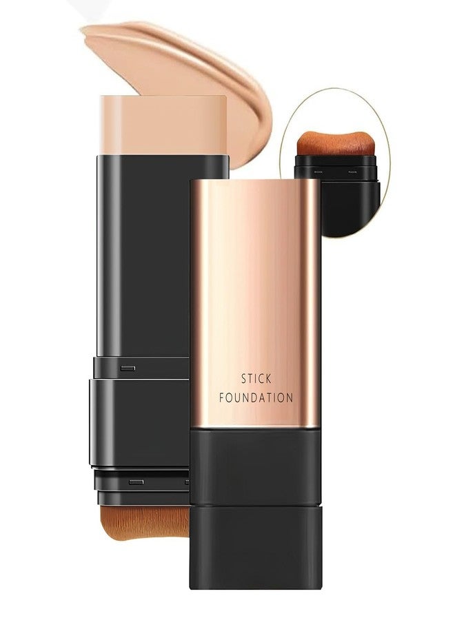 KONSSEE 2 In 1 Anti Wrinkle Foundation Stick, Korea Flawless Eraser - Hydrating Lightweight, Double Head Foundation Make Up Stick with Brush,Multi-Use Face Makeup Contour (Natural, 1PC) - Image 1