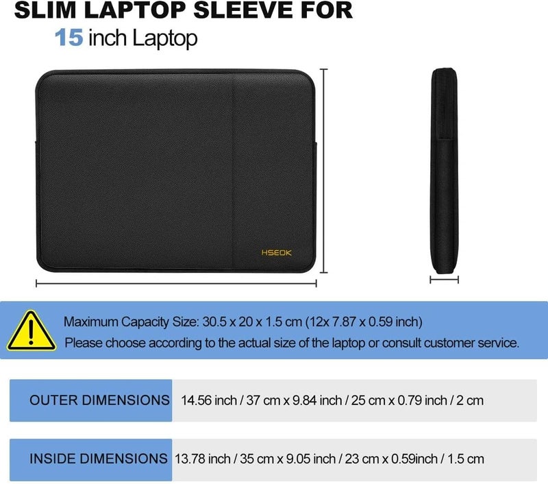 هسيوك حقيبة كمبيوتر محمول مقاس 15 بوصة مع جيب جانبي متوافقة مع MacBook Air 15 بوصة M3 M2 وMac Pro 15 بوصة وSurface Laptop 15 وXPS 15 وأغلب أجهزة الكمبيوتر المحمولة وأجهزة Chromebooks والأجهزة اللوحية مقاس 14-15 بوصة، B01K01 - Image 2