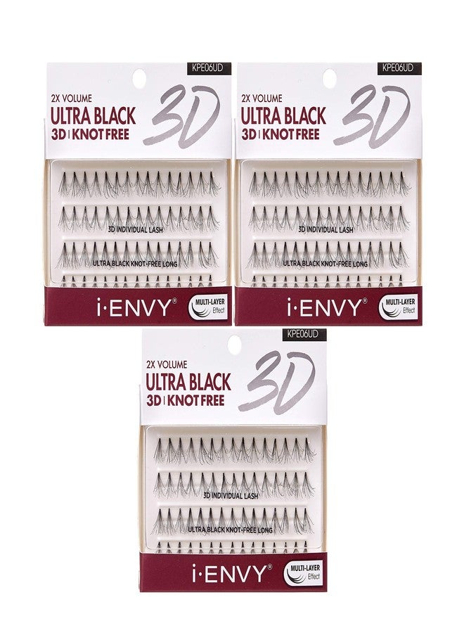 i.Envy i-ENVY 2X Volume 3D Ultra Black Individual Lashes (3 PACK, Knot Free - Long) - Image 1