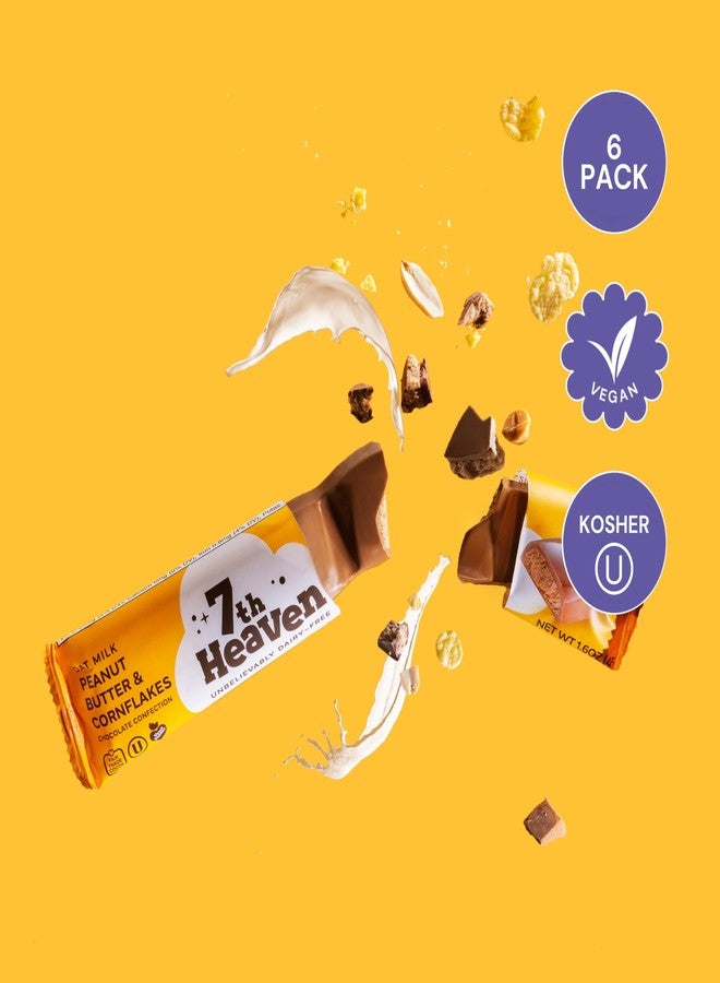 7TH HEAVEN Vegan Oat Milk Chocolate Snack Packs - Non GMO, Kosher Parve, Cruelty Free, Dairy Free Chocolate Bars for Valentines Day, Mothers Day - 6 Snack Bars (Peanut Butter & Cornflakes) - Image 2