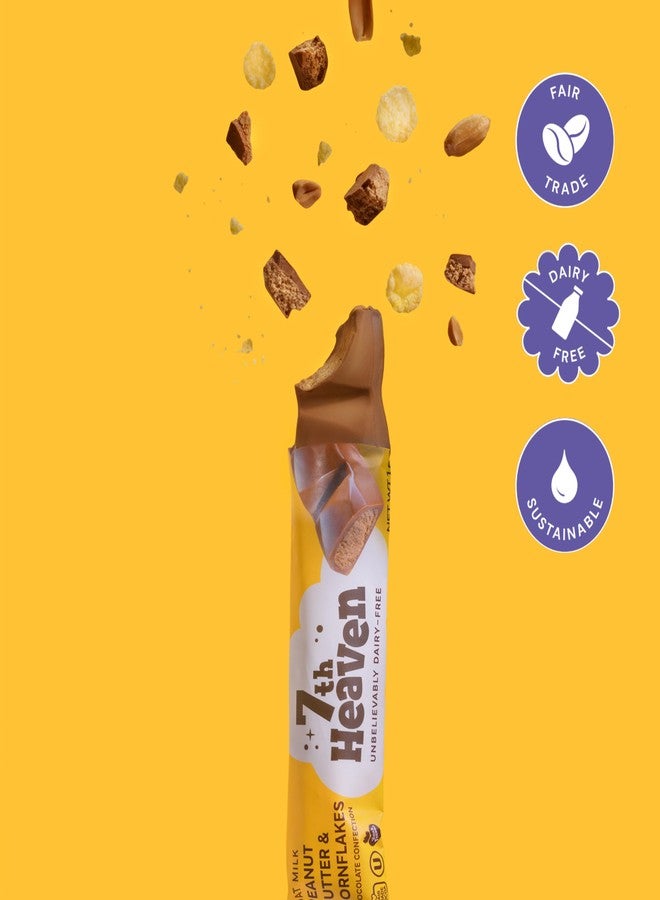 7TH HEAVEN Vegan Oat Milk Chocolate Snack Packs - Non GMO, Kosher Parve, Cruelty Free, Dairy Free Chocolate Bars for Valentines Day, Mothers Day - 6 Snack Bars (Peanut Butter & Cornflakes) - Image 4