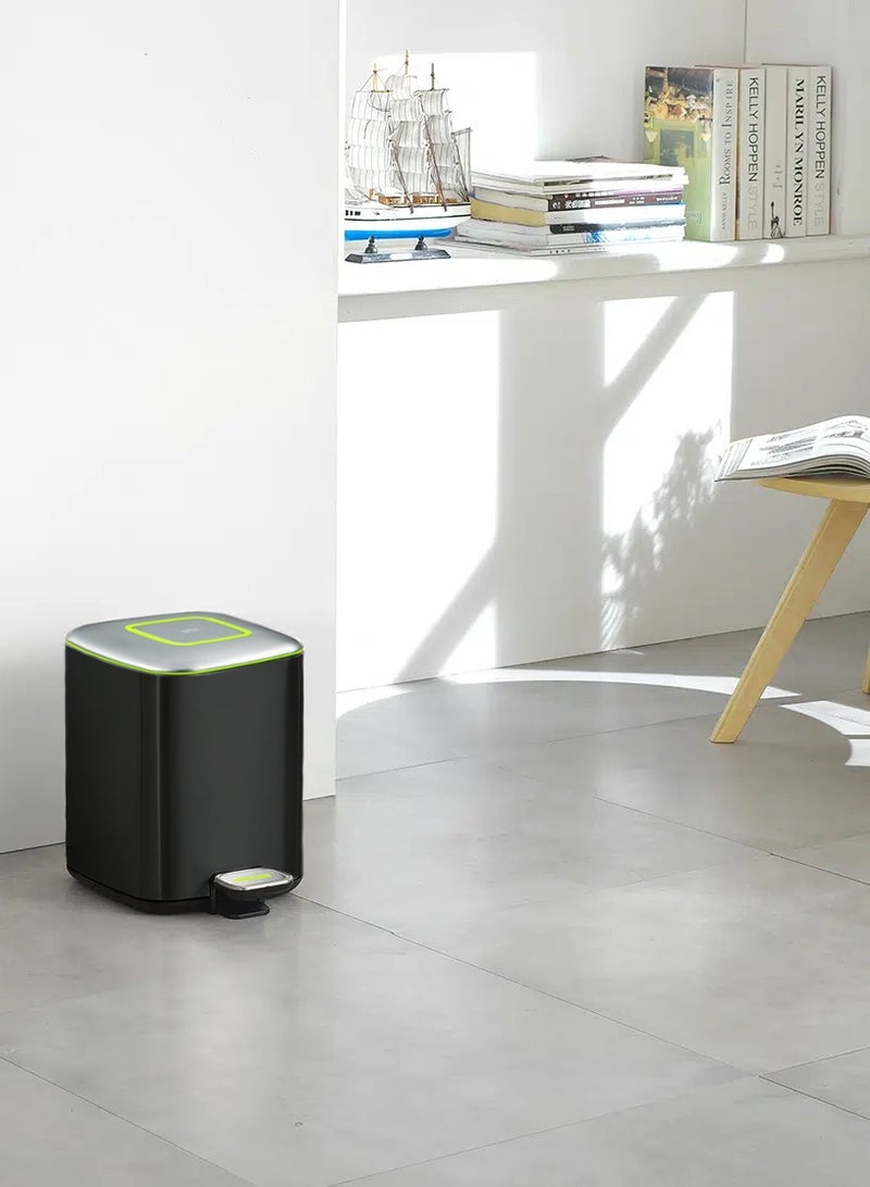 EKO REGENT SERIES | Brushed Stainless Steel Finish | Soft-Closing | Fingerprint-Resistant | Pedal Trash & Garbage Bin | Multiple Sizes ( 6 - 20 Liters ) & Colors  | 9 Liters | Charcoal Black  - Image 2