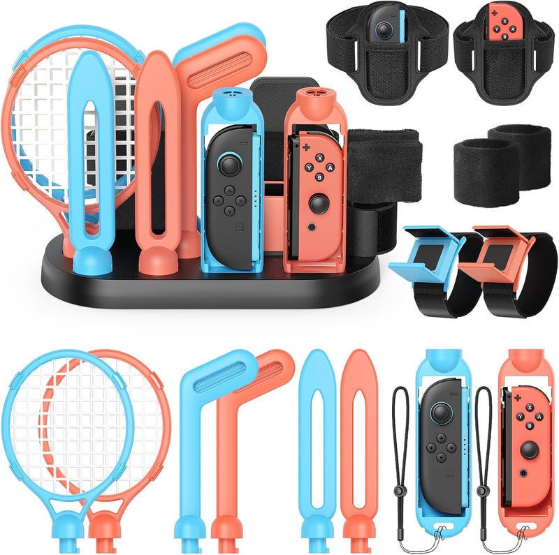 KOVA [For Switch 2/1/OLED] Sports Accessories Bundle for Nintendo Switch 2 (2025)/Switch 1 with Organizer Station,Family Party Sports Kit,Golf/Tennis/Dance/Sword/Soccer for Joycon &All-in-One Storage Stand - Image 1