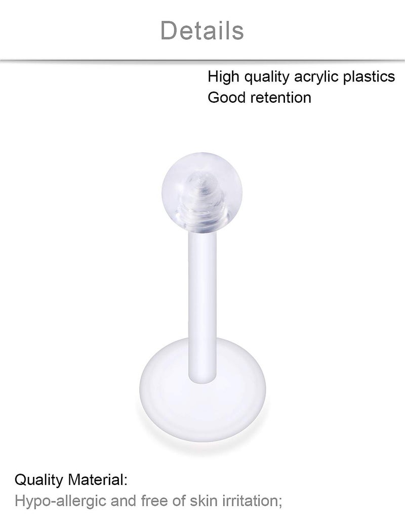 SCERRING 16g Lip Rings Stainless Steel Labret Monroe Lip Rings Nail Tragus Helix Earrings Studs Ring Medusa Piercing Jewelry 8mm 20PCS Rose Gold - Image 2