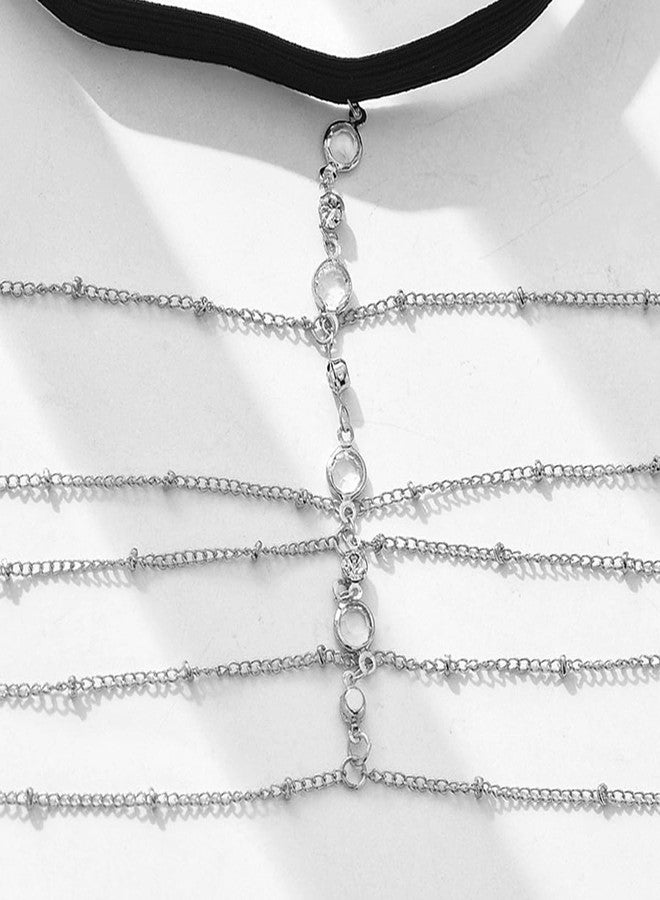 إيوهاك سلسلة فخذ مرصعة بأحجار الراين للنساء، فضية اللون، متعددة الطبقات، مرصعة بالكريستال، مجوهرات للجسم - Image 5