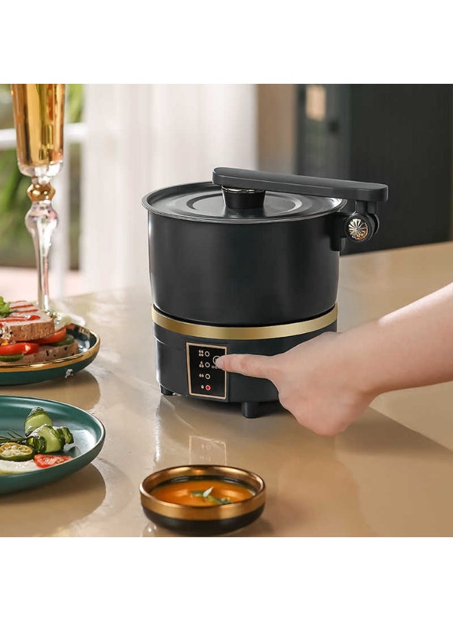 Generic Multifunctional Electric Cooker 2-in-1 Hot Pot & Frying Pan – 750W Non-Stick Portable Cooker with Lid, 2L Stainless Steel, Compact for Dorm, Travel, Office & Small Kitchen Use (Black)  - Image 3