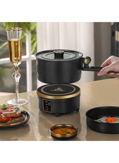 Generic Multifunctional Electric Cooker 2-in-1 Hot Pot & Frying Pan – 750W Non-Stick Portable Cooker with Lid, 2L Stainless Steel, Compact for Dorm, Travel, Office & Small Kitchen Use (Black)  - Image 5