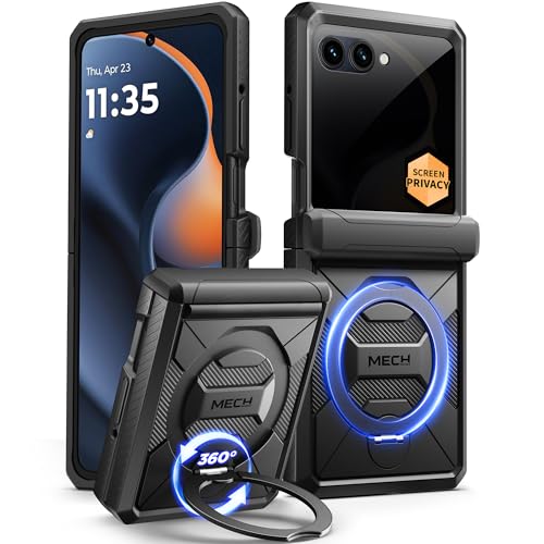 TONGATE for Motorola Razr 2026 Case Razr 20252024 Case with Privacy Screen Protector 360 Spin Magnetic Stand Compatible with Magsafe Hinge Protection Military Grade Drop Phone Cover Black - Image 1