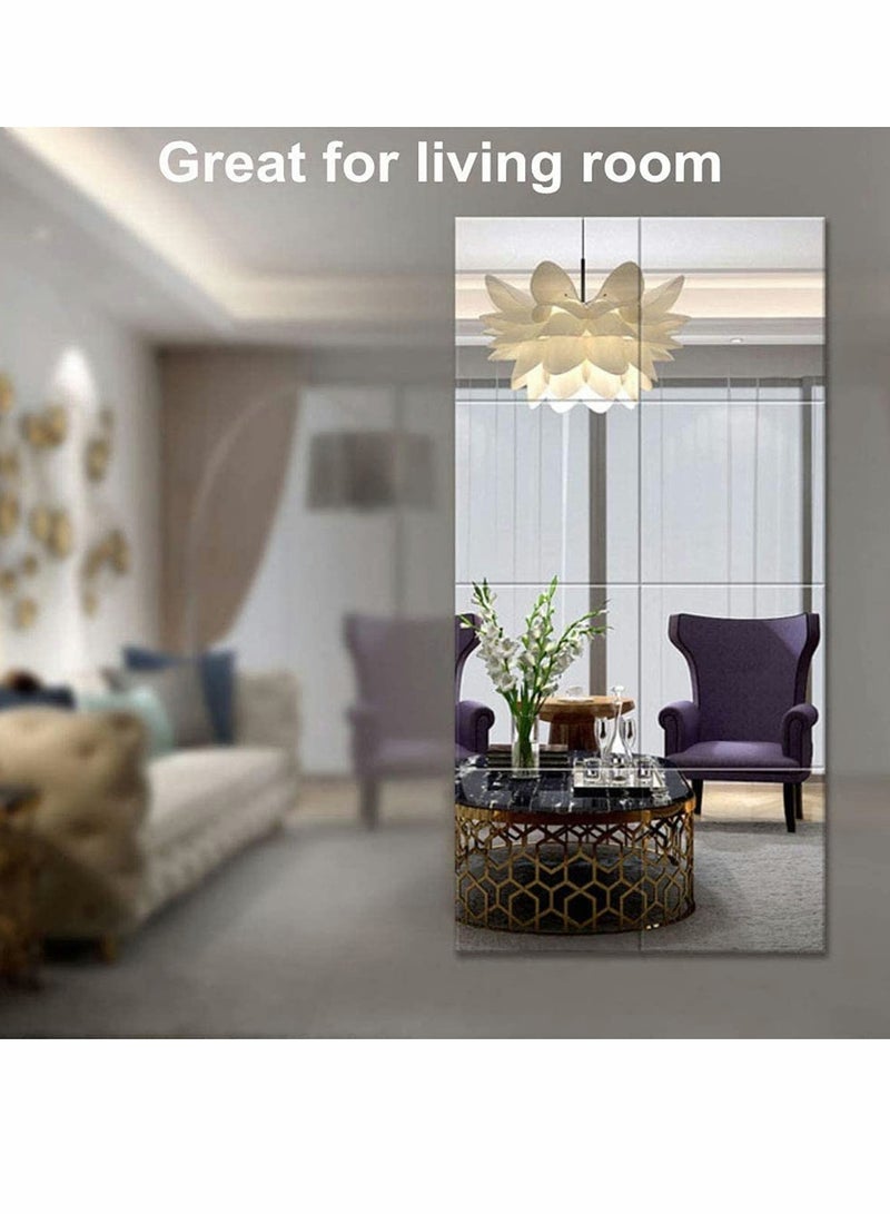 KASTWAVE 16 Pcs Acrylic Mirror Tiles Sheet Adhesive Wall Mirror Flexible Self Adhesive Non Glass Mirror for Bathroom, Bedroom Dresser Kitchen - Image 3