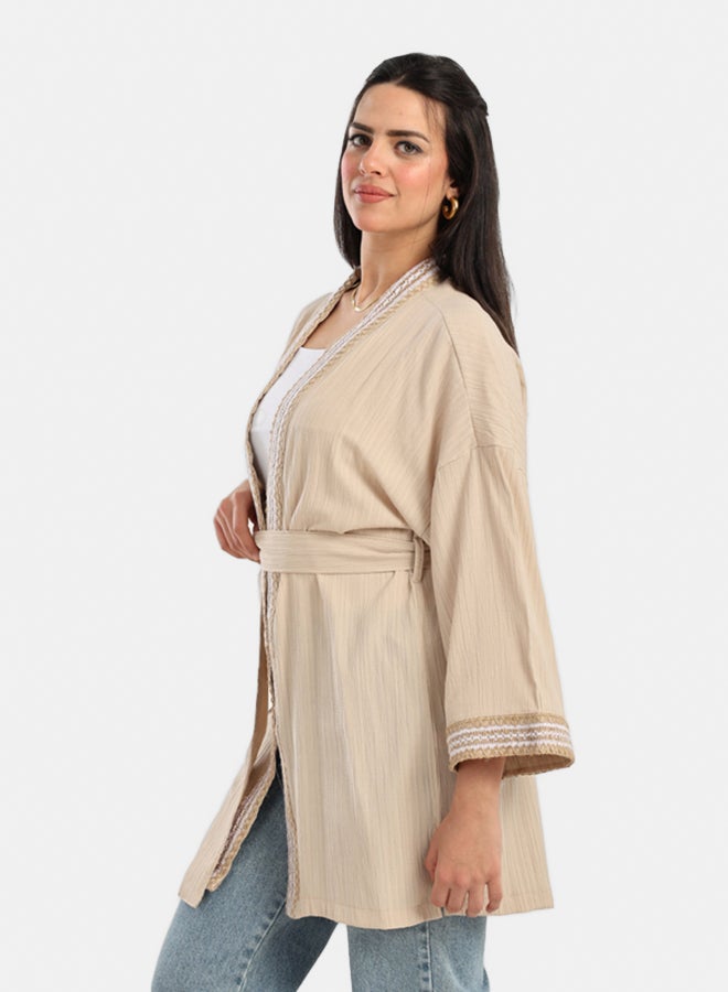 Carina Embroidered Neck & Cuffs Kimono  - Image 2