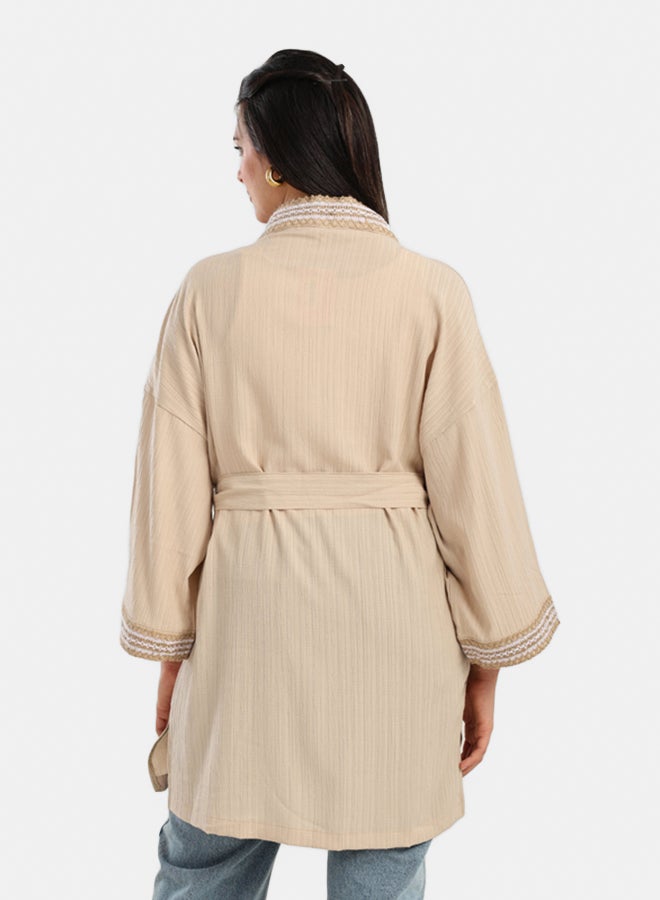 Carina Embroidered Neck & Cuffs Kimono  - Image 3