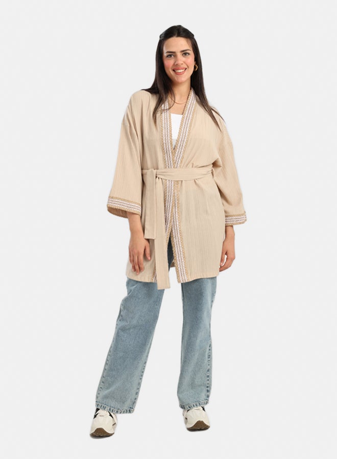 Carina Embroidered Neck & Cuffs Kimono  - Image 5