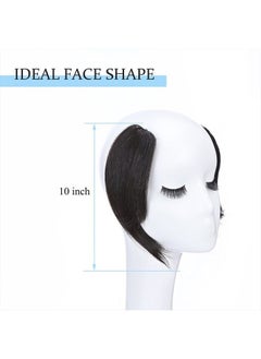 SEGO Side Bangs Clip in Bangs 100% Real Human Hair 10 inch 2PCS French Bangs Wave Fringe Swept Natural look Hair Piece 15g/Pcs-Natural Black  - Image 4