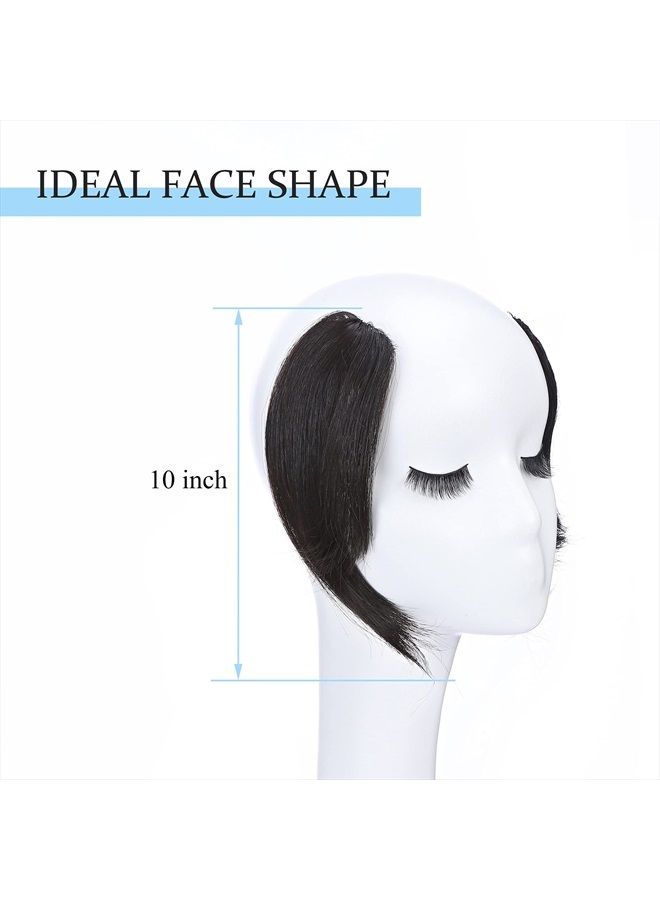 SEGO Side Bangs Clip in Bangs 100% Real Human Hair 10 inch 2PCS French Bangs Wave Fringe Swept Natural look Hair Piece 15g/Pcs-Natural Black - Image 4