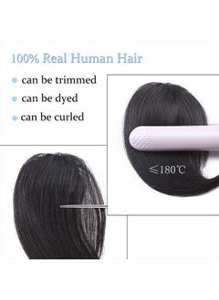 SEGO Side Bangs Clip in Bangs 100% Real Human Hair 10 inch 2PCS French Bangs Wave Fringe Swept Natural look Hair Piece 15g/Pcs-Natural Black  - Image 5