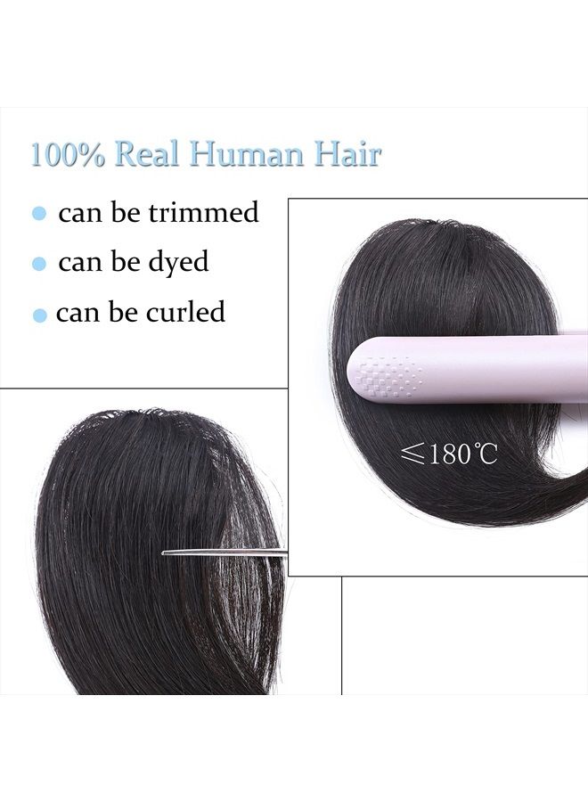 SEGO Side Bangs Clip in Bangs 100% Real Human Hair 10 inch 2PCS French Bangs Wave Fringe Swept Natural look Hair Piece 15g/Pcs-Natural Black - Image 5