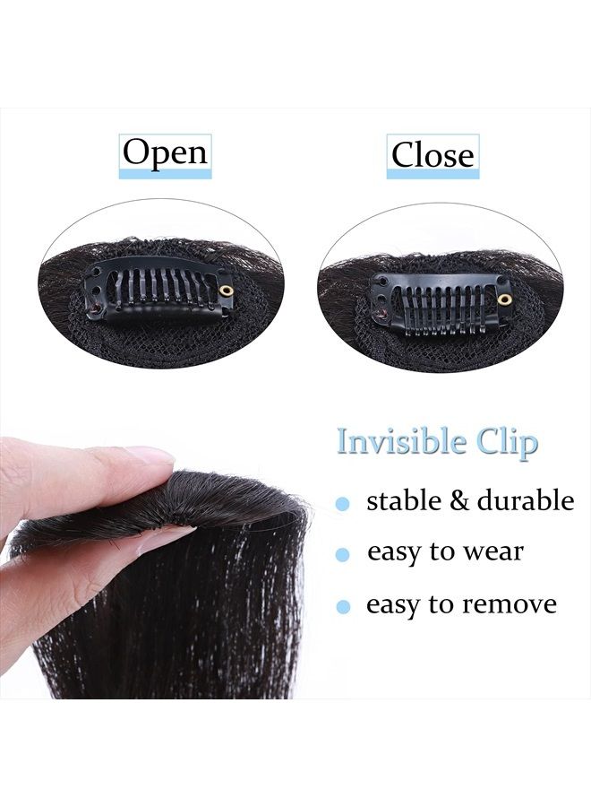 SEGO Side Bangs Clip in Bangs 100% Real Human Hair 10 inch 2PCS French Bangs Wave Fringe Swept Natural look Hair Piece 15g/Pcs-Natural Black - Image 3