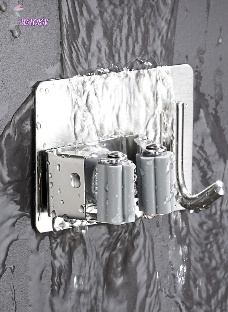 WAOKN 2 Pieces Of Perforation-Free Wall Hook, 304 Stainless Steel Mop Clamp  - Image 5