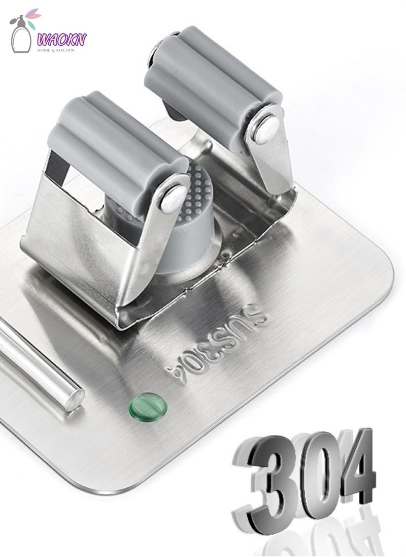 WAOKN 2 Pieces Of Perforation-Free Wall Hook, 304 Stainless Steel Mop Clamp  - Image 4