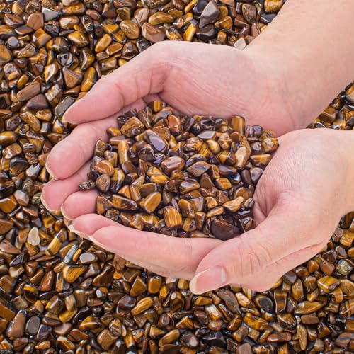 EZEELAI 0.5 Lb/230g Crystal Chips Tumbled Polished Natural Tiger Eye Gravel Stones, Irregular Shaped Healing Stones Gravel Pebble for Crafts, Vases Filler and Fish Turtle Tank Decorations - Image 1