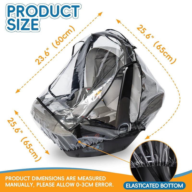 bemece Car Seat Rain Cover Baby Car Seat Rain Cover Universal with Side Ventilation and QuickAccess Large Window Protected from Rain Snow Wind and Dust Baby Travel Accessories - Image 4