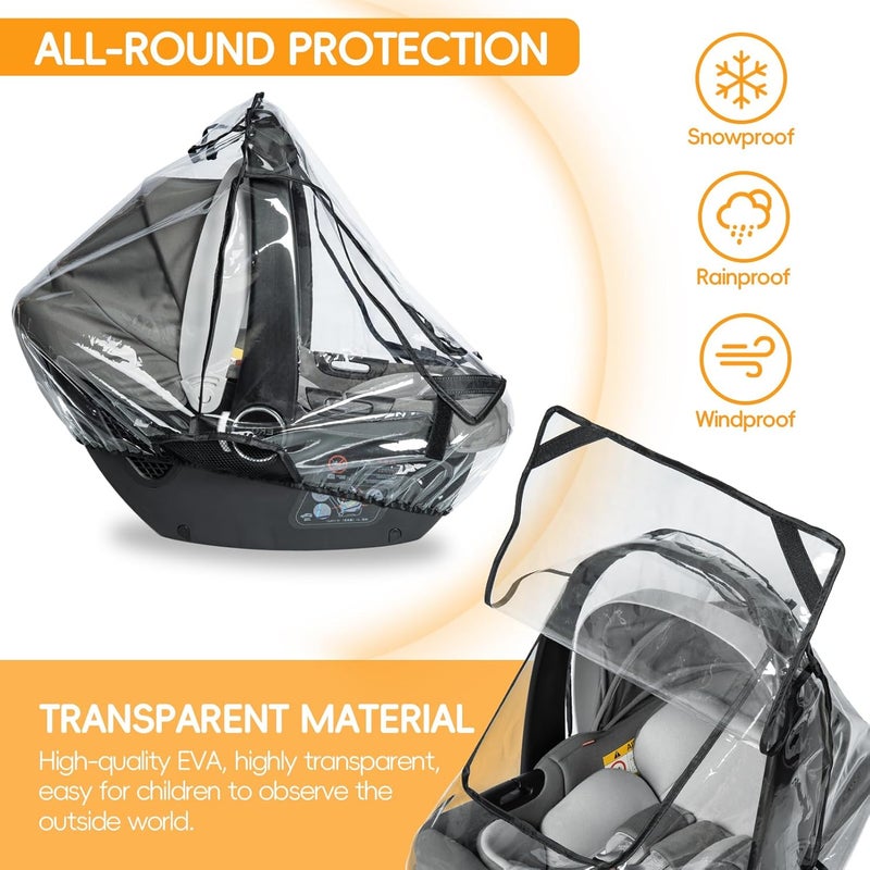 bemece Car Seat Rain Cover Baby Car Seat Rain Cover Universal with Side Ventilation and QuickAccess Large Window Protected from Rain Snow Wind and Dust Baby Travel Accessories - Image 5