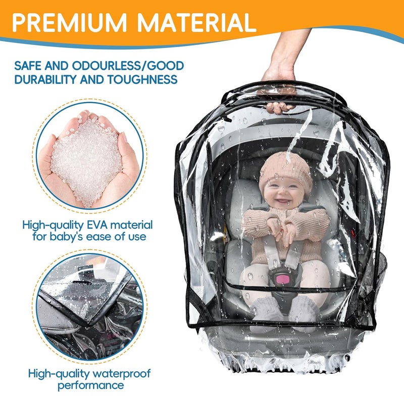 bemece Car Seat Rain Cover Baby Car Seat Rain Cover Universal with Side Ventilation and QuickAccess Large Window Protected from Rain Snow Wind and Dust Baby Travel Accessories - Image 2