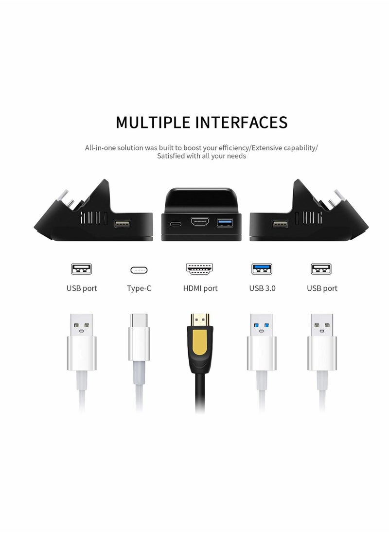 SYOSI منصة شحن سويتش محمولة مدمجة، بديل لشحن التلفزيون لجهاز نينتندو سويتش/سويتش OLED USB C، منفذ إدخال الطاقة USB 3.0، منفذ HDMI مع تصميم هيكل التبريد، محول فيديو HDMI  - Image 4