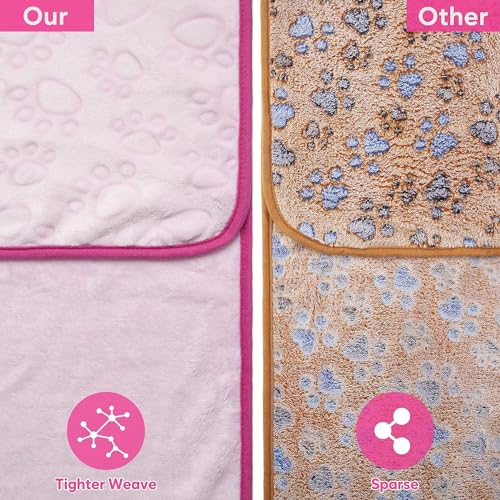 KolorFish Premium Soft Dog Blanket with Cute Paw Print, Cat Blanket Puppy Pads Supplies Dog Products Stuff Essentials (XS - 40 x 60 cm) Pink - Image 4