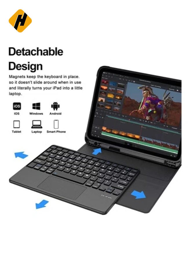 HuHa Stylish and Functional: 2022 iPad 10 Keyboard Case with Wireless Trackpad, Smart Folio, and Pencil Storage 10.9  - Image 5