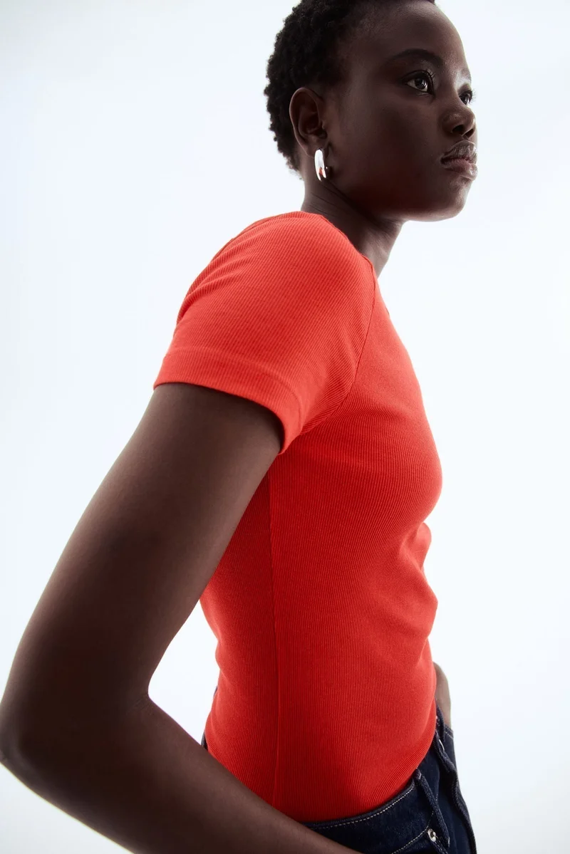 H&M Ribbed modal-blend T-shirt