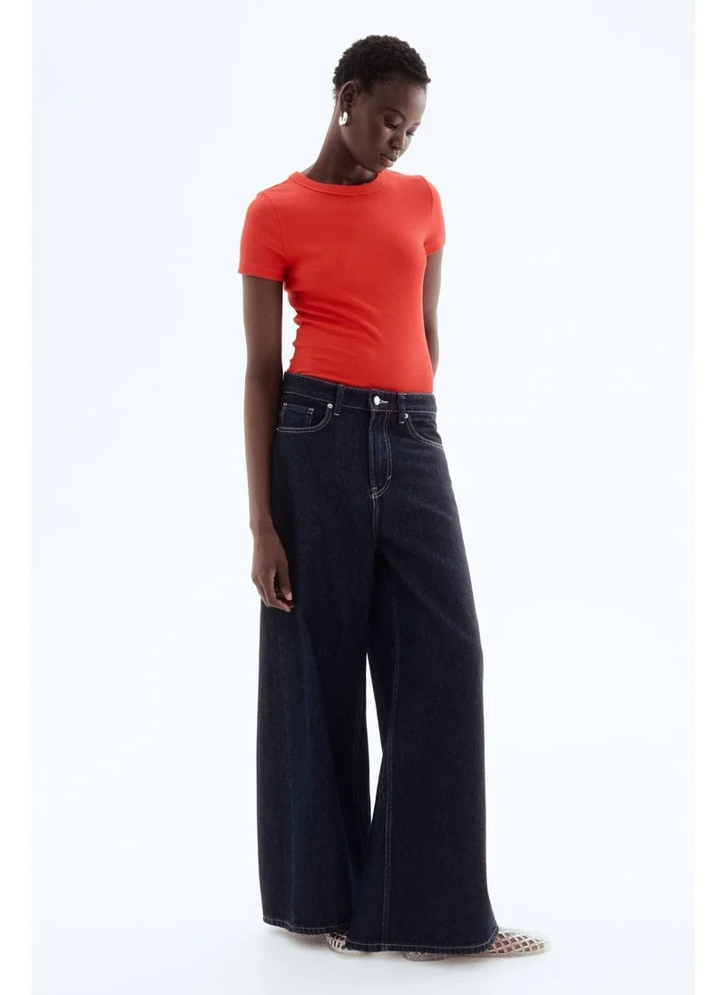 H&M Ribbed modal-blend T-shirt